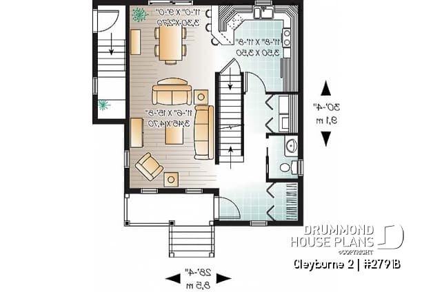 1st level - 3 bedrom traditional house plan with ample storage & single bedroom basement appartment - Cleyburne 2