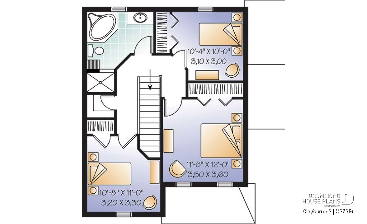 2nd level - 3 bedrom traditional house plan with ample storage &amp; single bedroom basement appartment - Cleyburne 2