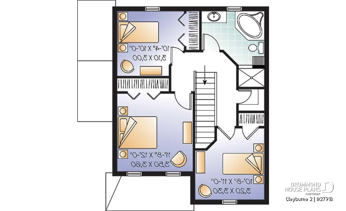 2nd level - 3 bedrom traditional house plan with ample storage &amp; single bedroom basement appartment - Cleyburne 2