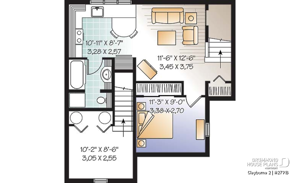 Basement - 3 bedrom traditional house plan with ample storage &amp; single bedroom basement appartment - Cleyburne 2