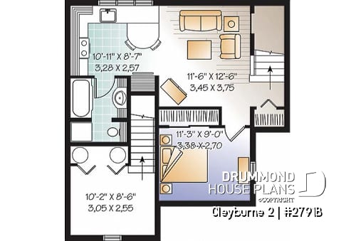 Basement - 3 bedrom traditional house plan with ample storage & single bedroom basement appartment - Cleyburne 2