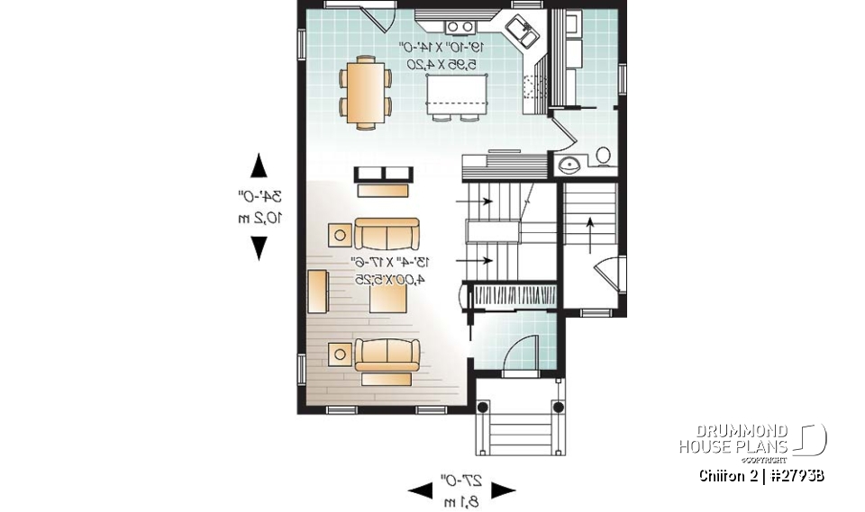 1st level - 3 bedroom country cottage house plan with large kitchen &amp; basement appartment, lots of storage - Chilton 2