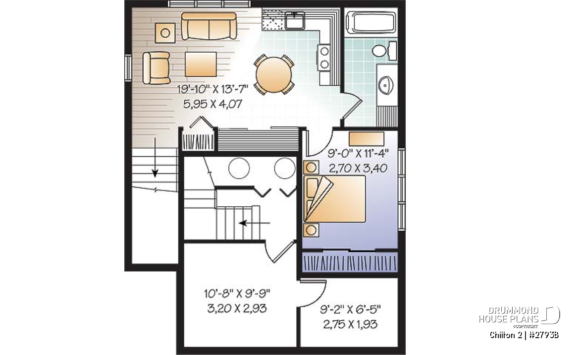 Basement - 3 bedroom country cottage house plan with large kitchen &amp; basement appartment, lots of storage - Chilton 2