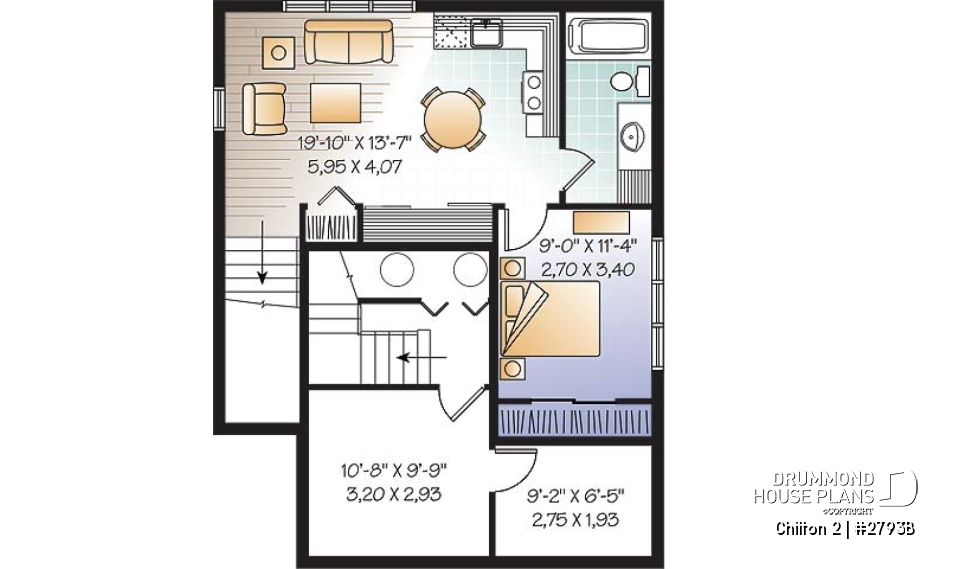 Basement - 3 bedroom country cottage house plan with large kitchen &amp; basement appartment, lots of storage - Chilton 2
