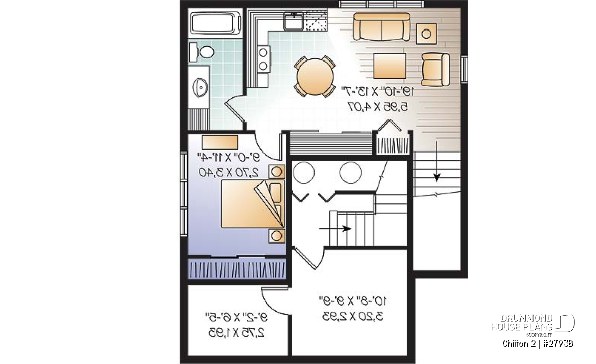 Basement - 3 bedroom country cottage house plan with large kitchen &amp; basement appartment, lots of storage - Chilton 2