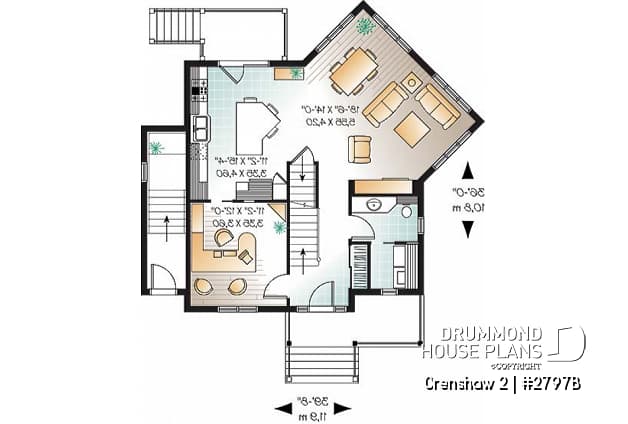 1st level - Afflordable house plan with basement apartment, 3 to 4 bedrooms on main unit, home office, lot of light - Crenshaw 2