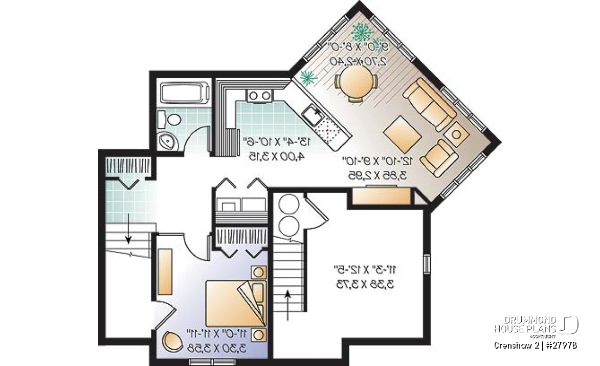 Basement - Afflordable house plan with basement apartment, 3 to 4 bedrooms on main unit, home office, lot of light - Crenshaw 2