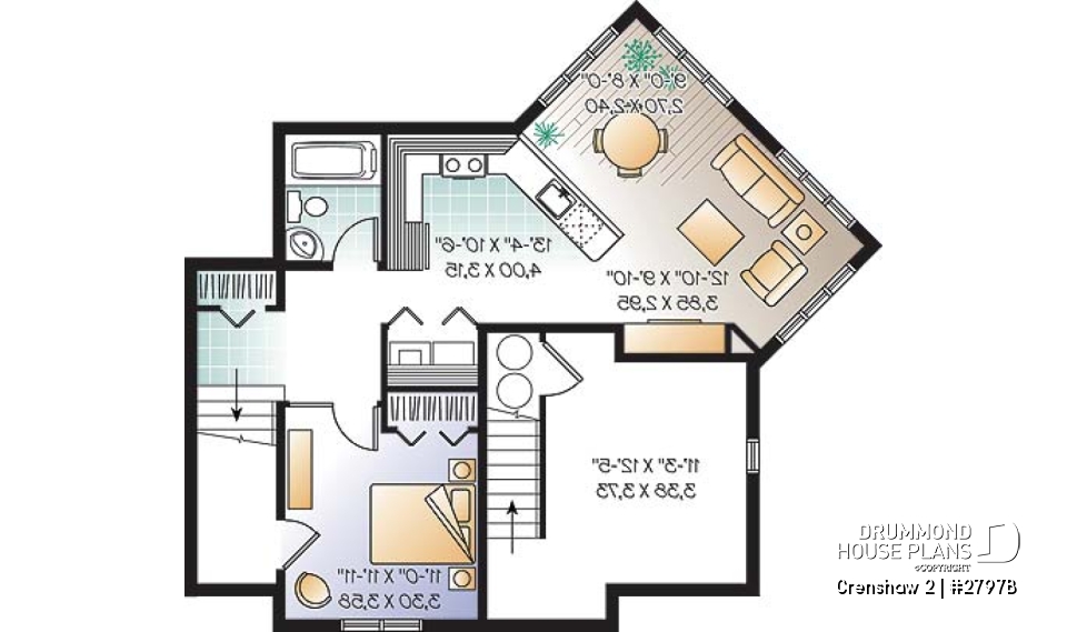Basement - Afflordable house plan with basement apartment, 3 to 4 bedrooms on main unit, home office, lot of light - Crenshaw 2