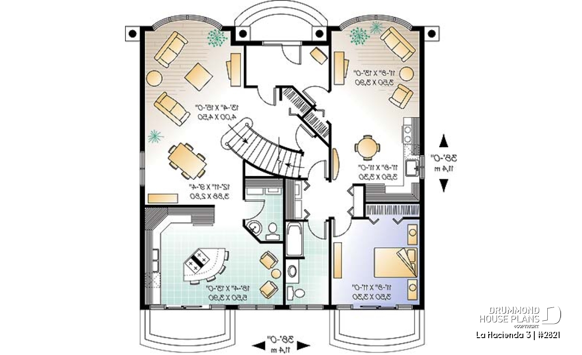 1st level - Multigenerational house plan, one-bedroom apartment on main floor, two-story 3 bedroom for the family - La Hacienda 3