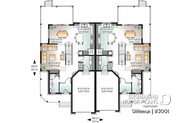 1st level - Duplex house design with lots of natural lights, open floor plan, pantry, laundry room, 3 large bedrooms - Withman