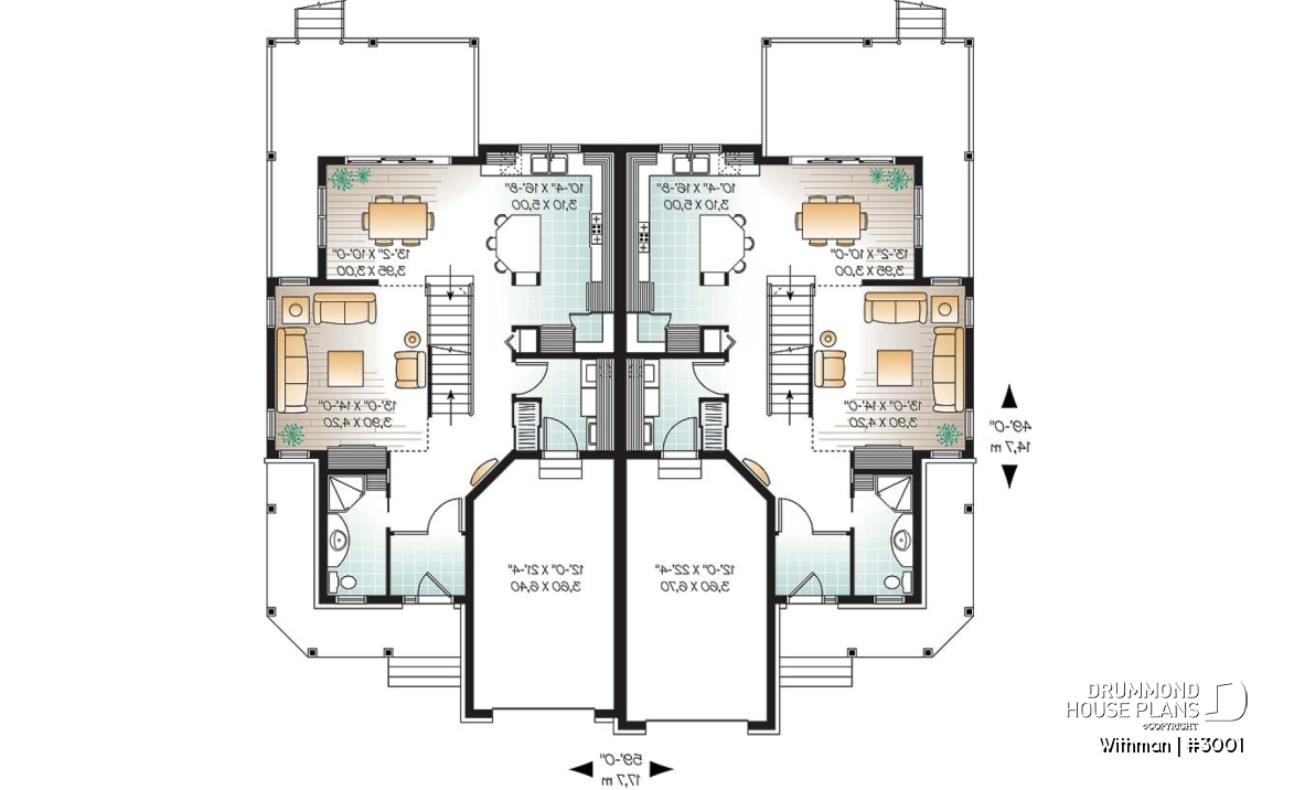 1st level - Duplex house design with lots of natural lights, open floor plan, pantry, laundry room, 3 large bedrooms - Withman