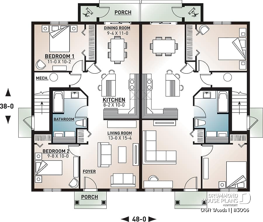 House Plan 2 Bedrooms 1 Bathrooms 3006 Drummond House Plans