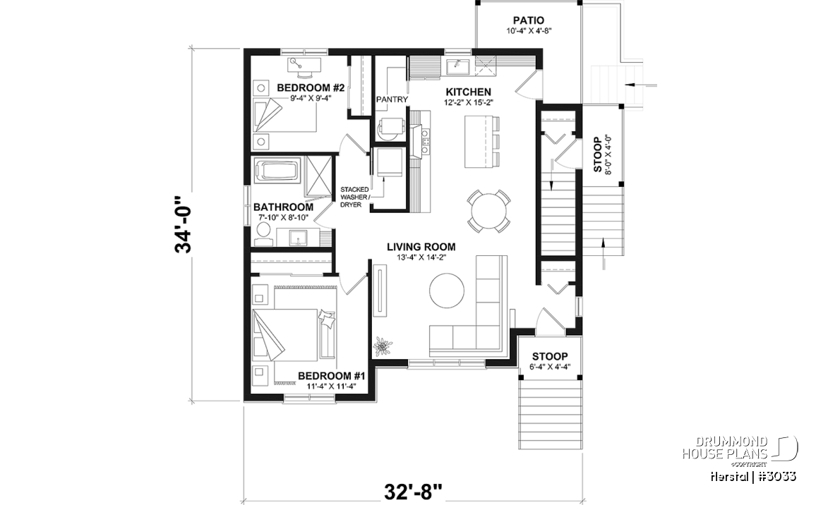 1st level - Triplex plan (3 Unit Multi-Plex) 2 bedrooms, 1 full bathroom and rear private terrace in each accommodation - Herstal