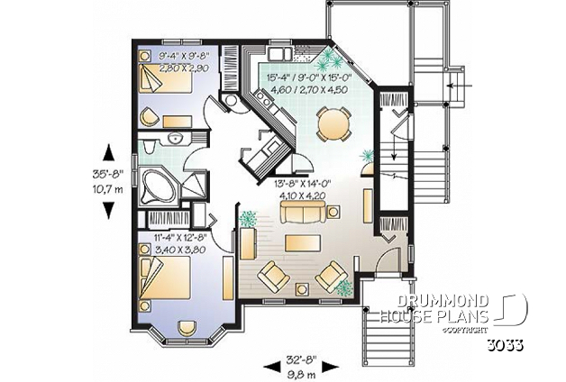 1st level - Triplex house plan, 2 beds and one terrace per unit! - Herstal