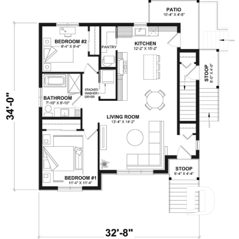 1st level - Triplex plan (3 Unit Multi-Plex) 2 bedrooms, 1 full bathroom and rear private terrace in each accommodation - Herstal