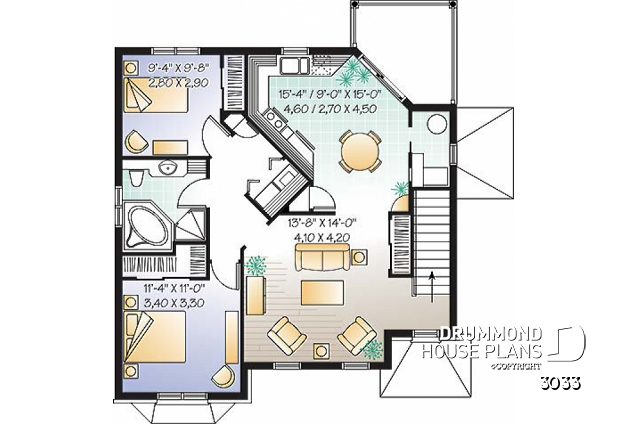 2nd level - Triplex house plan, 2 beds and one terrace per unit! - Herstal