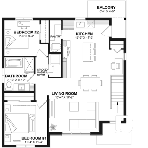 2nd level - Triplex plan (3 Unit Multi-Plex) 2 bedrooms, 1 full bathroom and rear private terrace in each accommodation - Herstal