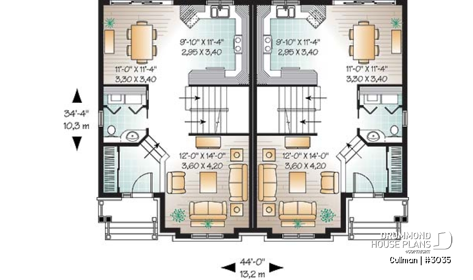 1st level - Duplex plan, 3 beds, 2 baths, laundry on main room, master bedroom with walk-in closet - Cullman