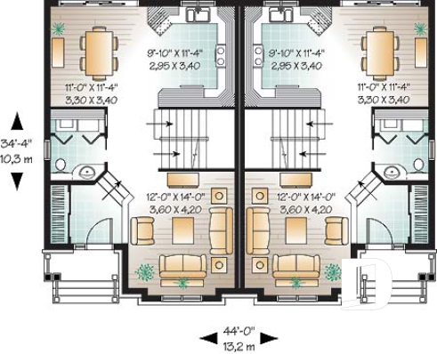 1st level - Duplex plan, 3 beds, 2 baths, laundry on main room, master bedroom with walk-in closet - Cullman