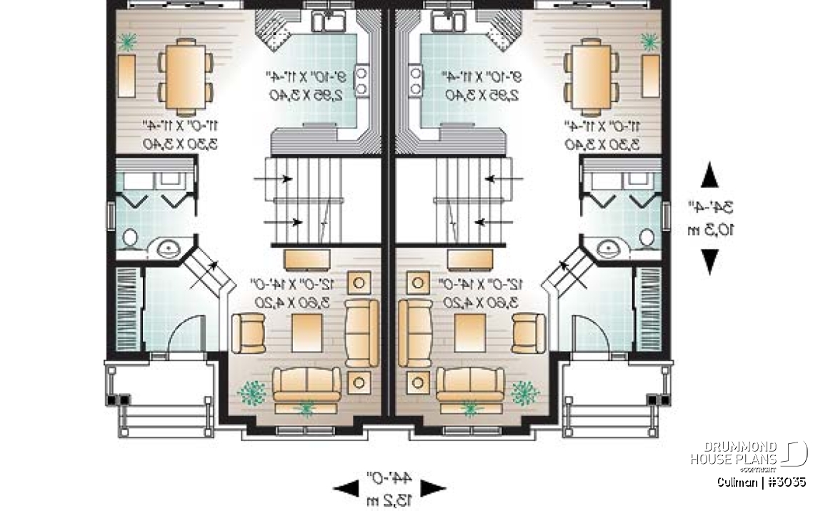 1st level - Duplex plan, 3 beds, 2 baths, laundry on main room, master bedroom with walk-in closet - Cullman