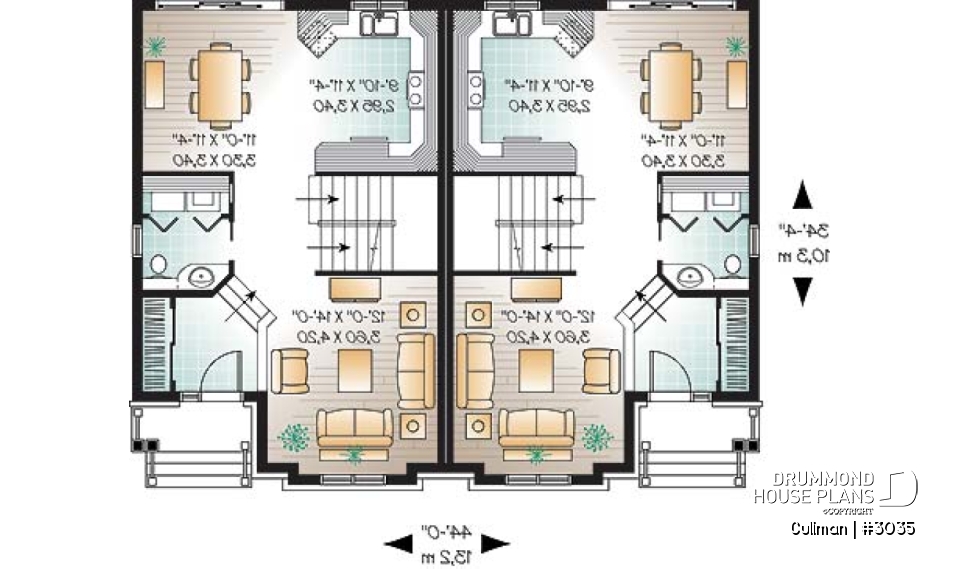 1st level - Duplex plan, 3 beds, 2 baths, laundry on main room, master bedroom with walk-in closet - Cullman