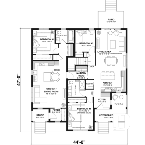 1st level - Intergenerational house plan with up to 5 bedrooms on main accommodation side! - Malvern
