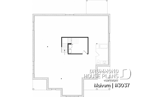 Basement - Intergenerational house plan or duplex home plan, one and two bedrooms, separate entrance - Malvern