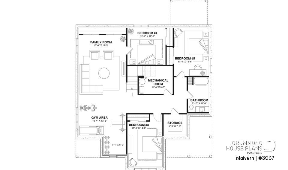 Finished basement - Intergenerational house plan with up to 5 bedrooms on main accommodation side! - Malvern