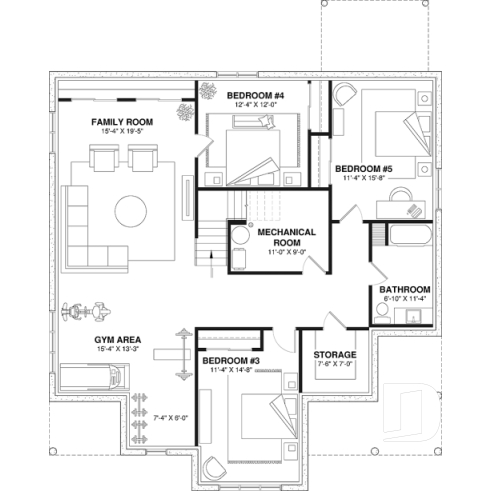 Finished basement - Intergenerational house plan with up to 5 bedrooms on main accommodation side! - Malvern
