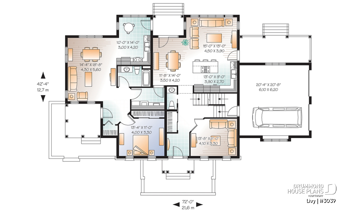 1st level - 2 storey home offering in law suite on half of the main floor, 3 bedrooms and open space - Livy