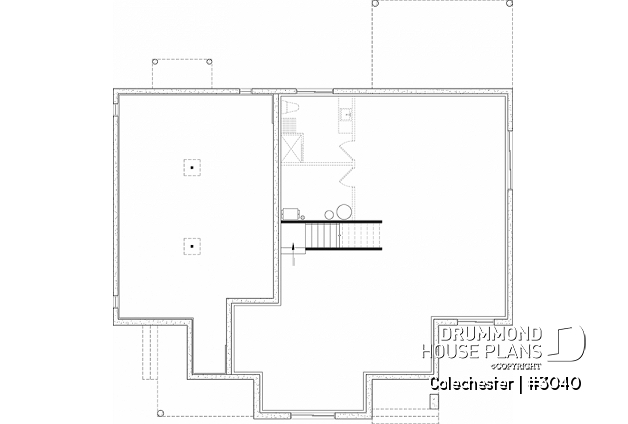 Basement - Intergenerational house plan, 2 beds and fireplace in family apt., 1 bed in the in-laws apartment  - Colechester