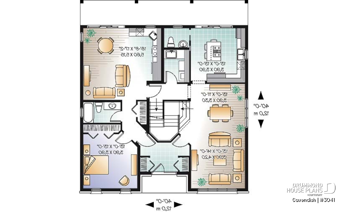 1st level - 2-Storey intergenerational home plan, 4 to 5 bedrooms &amp; 2 family rooms in main unit, shared laundry room - Cavendish
