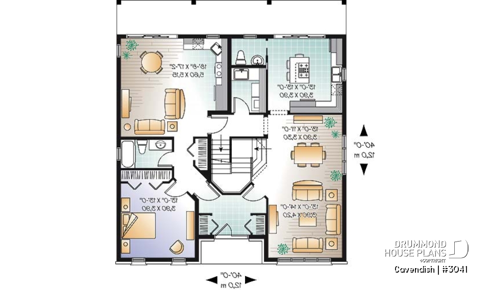 1st level - 2-Storey intergenerational home plan, 4 to 5 bedrooms &amp; 2 family rooms in main unit, shared laundry room - Cavendish