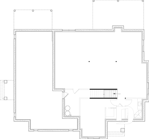 Basement - Multi-generational house plan, family unit w/ 2 bedrooms & large living with fireplace, lots of natural lights - Angeline 2
