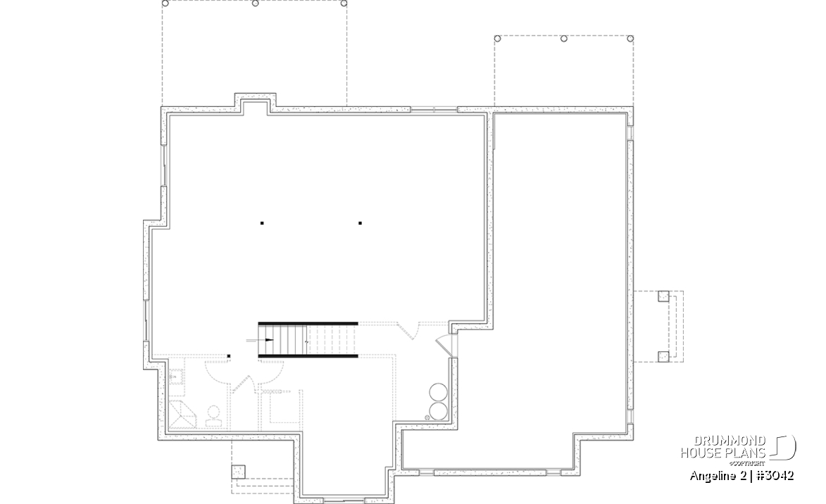 Basement - Multi-generational house plan, family unit w/ 2 bedrooms &amp; large living with fireplace, lots of natural lights - Angeline 2