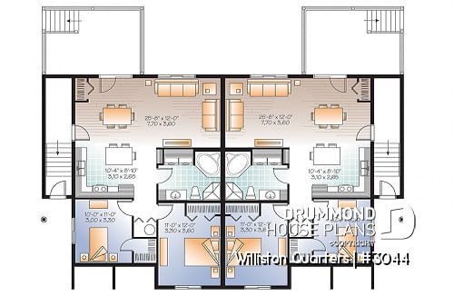 Basement - 4 unit apartment building plan, 2 bedrooms, laundry on each unit, great open floor plan concept - Williston Quarters