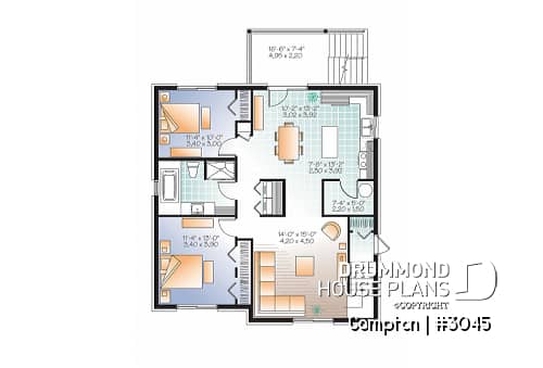 Basement - 3 unit apartment building plan with 2 beds, pantry, balcony and laundry closet on each unit - Compton