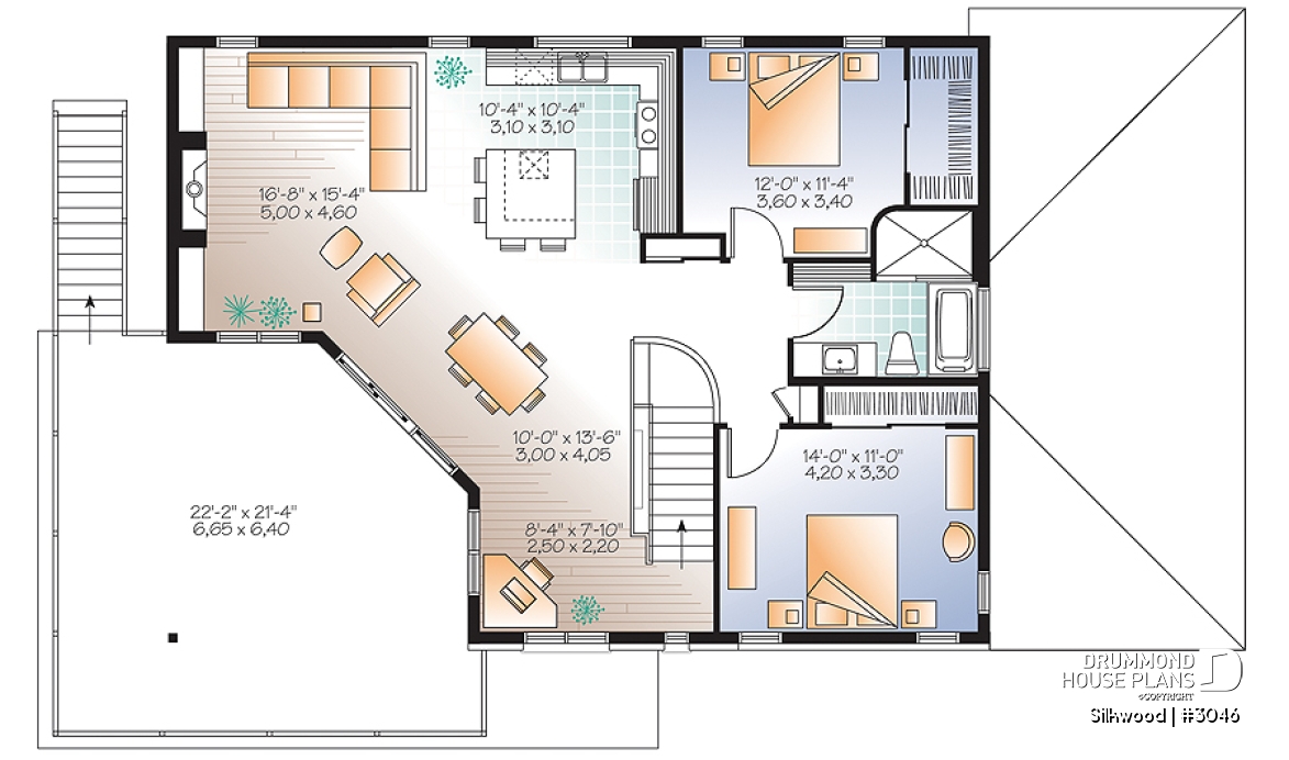 2nd level - Multi generational Modern Home plan, 2 units with separate entrances &amp; open floor plans - Silkwood