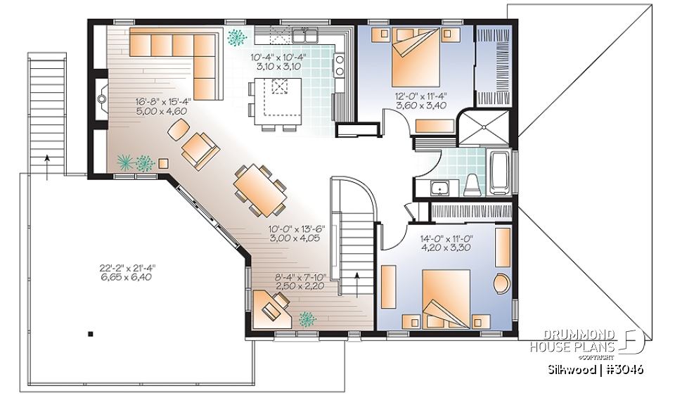 2nd level - Multi generational Modern Home plan, 2 units with separate entrances &amp; open floor plans - Silkwood