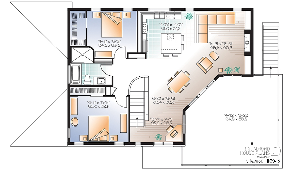2nd level - Multi generational Modern Home plan, 2 units with separate entrances &amp; open floor plans - Silkwood