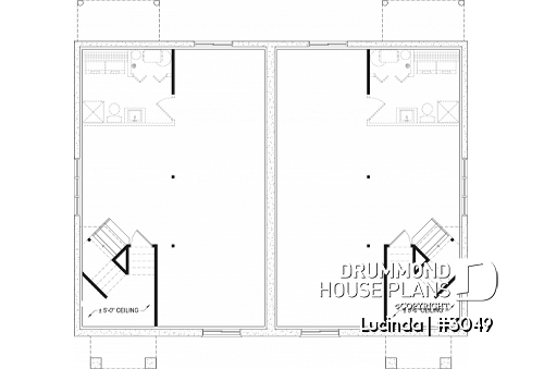 Unfinished basement - Duplex house plan with optionnel finished basement ($), master bedroom on main floor,, split entry - Lucinda