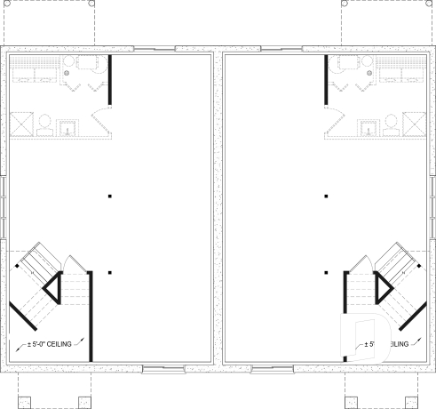 Unfinished basement - Duplex house plan with optionnel finished basement ($), master bedroom on main floor,, split entry - Lucinda