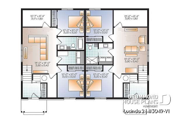 Basement - Modern rustic duplex house plan, open floor plan concept with 3 bedrooms and 2 full bathrooms - Lucinda 2