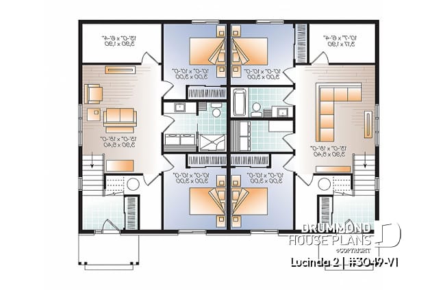 Basement - Modern rustic duplex house plan, open floor plan concept with 3 bedrooms and 2 full bathrooms - Lucinda 2