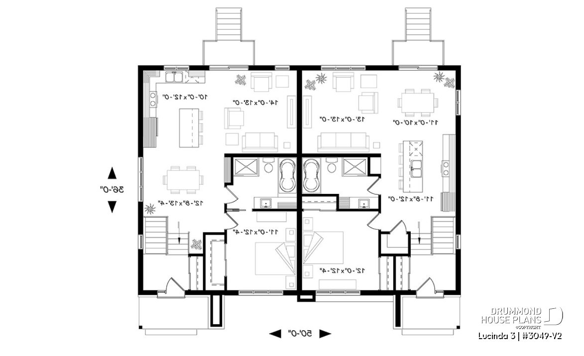 1st level - Very stylish modern duplex plan with 3 bedrooms, 2 baths, living room, family room and affordable construction - Lucinda 3