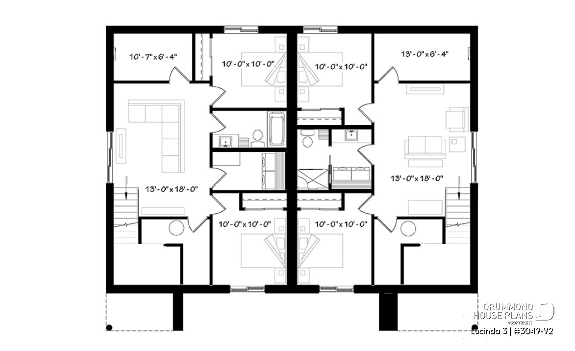 Basement - Very stylish modern duplex plan with 3 bedrooms, 2 baths, living room, family room and affordable construction - Lucinda 3