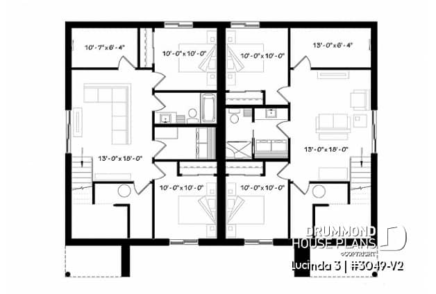 Basement - Very stylish modern duplex plan with 3 bedrooms, 2 baths, living room, family room and affordable construction - Lucinda 3