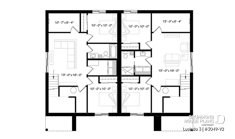 Basement - Very stylish modern duplex plan with 3 bedrooms, 2 baths, living room, family room and affordable construction - Lucinda 3