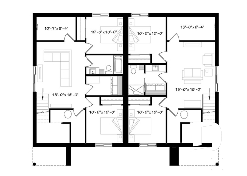 Basement - Very stylish modern duplex plan with 3 bedrooms, 2 baths, living room, family room and affordable construction - Lucinda 3