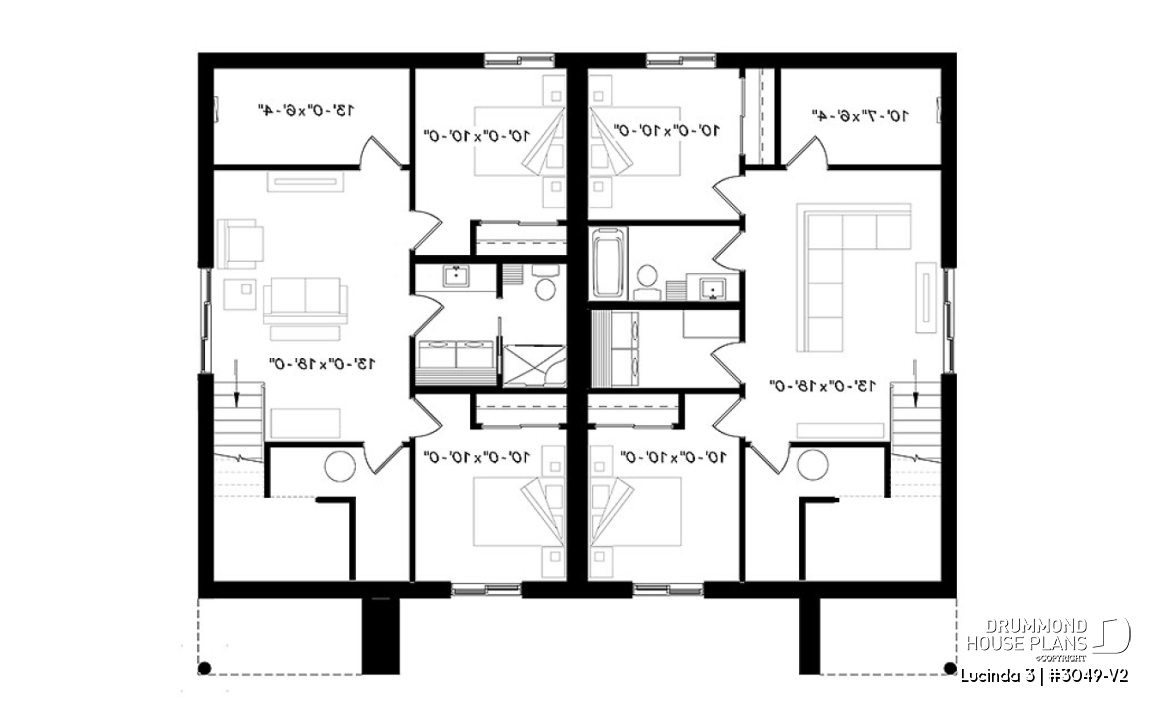 Basement - Very stylish modern duplex plan with 3 bedrooms, 2 baths, living room, family room and affordable construction - Lucinda 3